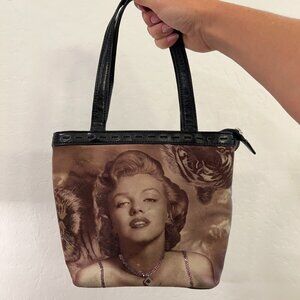 Marilyn Monroe with Tiger Collectible Shoulder Bag Purse. Rhinestone Accents